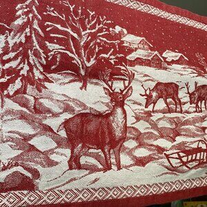 Williams Sonoma Christmas Deer Stag Large Table Runner